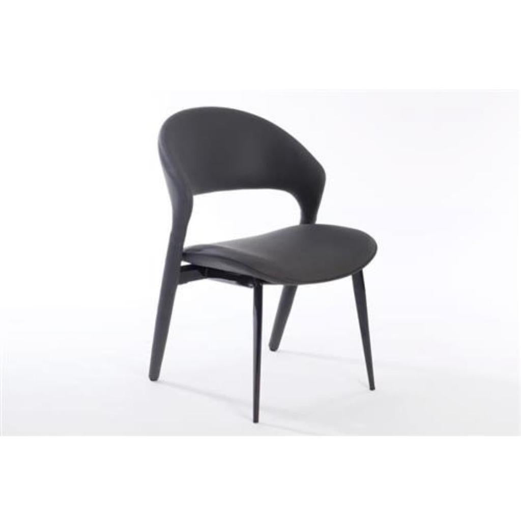 כיסא אוכל עשוי עור בעיצוב יוקרתי בגוון שחור