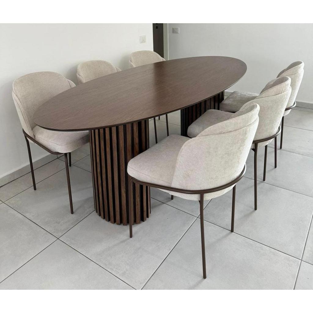 כיסא אוכל דגם רועי עשוי בד מיוחד ושילוב רגלי מתכת