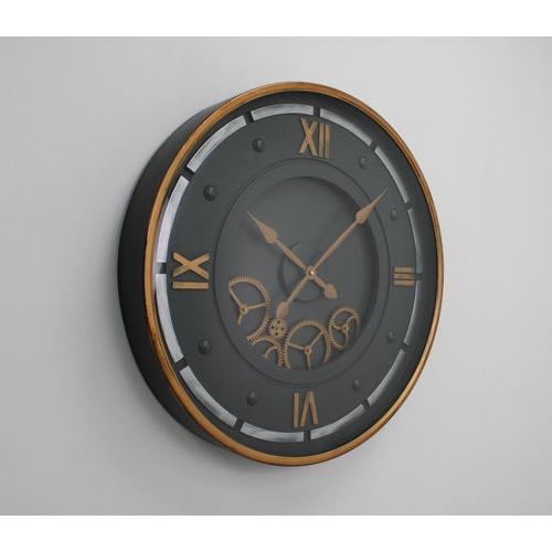 שעון קיר מעוצב גלגלי שיניים מסתובבים בשילוב ספרות רומיות