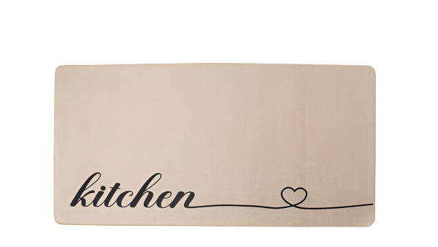 שטיח למטבח דגם טנסי עשוי בד בשילוב גומי עם כיתוב KITCHEN