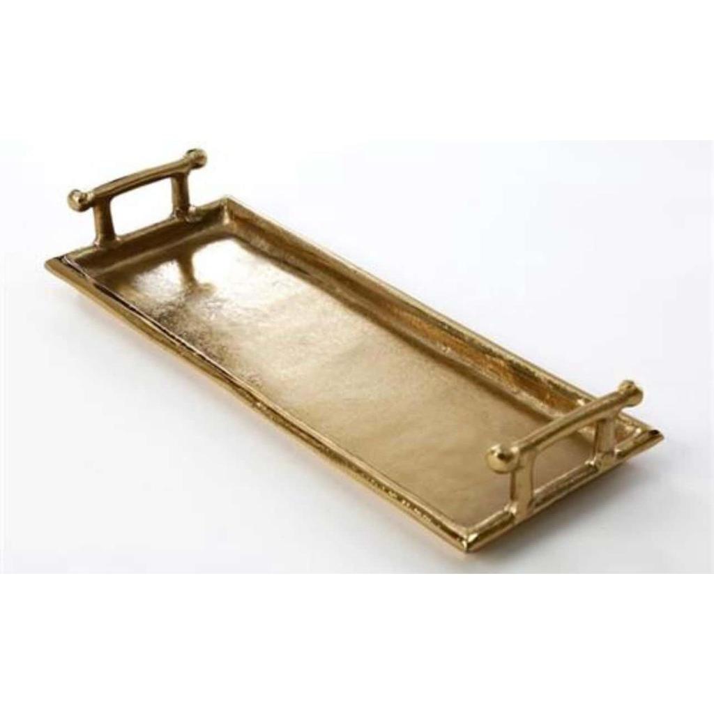 מגש עשוי BRASS בשילוב ידיות בגוון זהב מיוחד 51X19X8 ס"מ