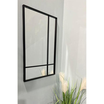 מראת קיר מרשימה מעוצבת מסגרת מתכת בגוון שחור 90X60X3 ס"מ