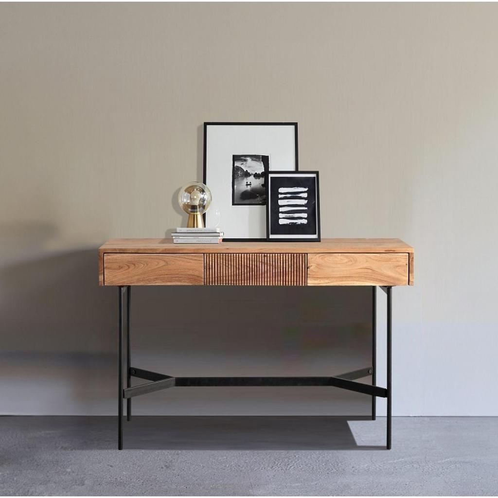 קונסולה דגם PARIS עשויה עץ מלא בשילוב רגלי מתכת