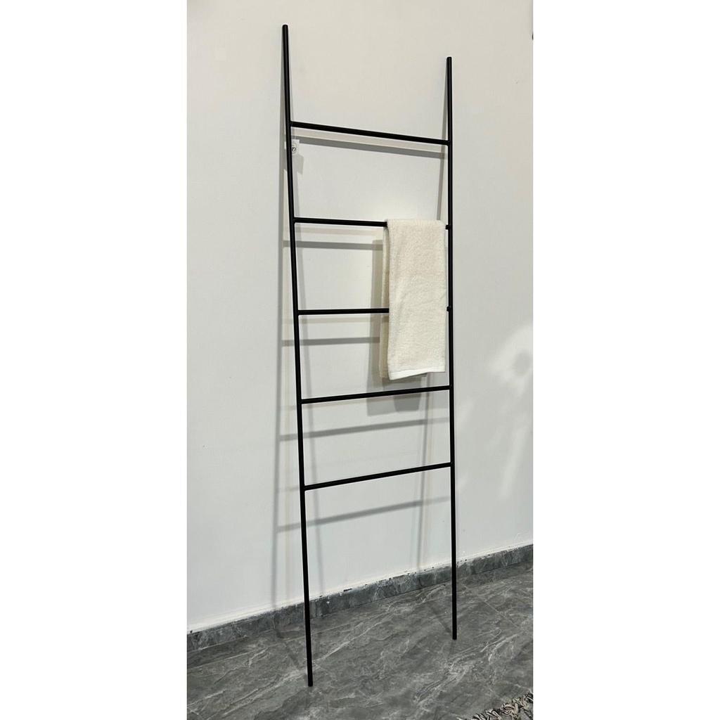 סולם מגבות עשוי מתכת בצבע שחור יוקרתי 170X51 ס"מ