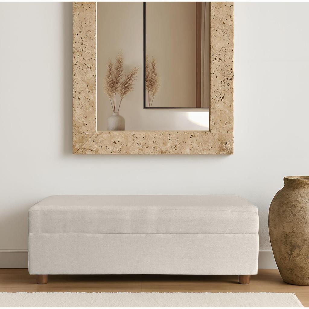 ספסל מלבן דגם קנבס בעיצוב יוקרתי בגוון טבעי