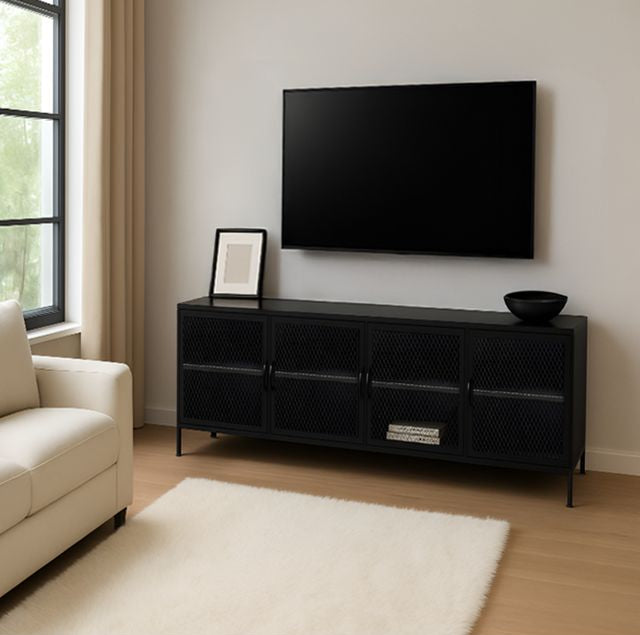 מזנון טלוויזיה יוקרתי עשוי רשת ברזל בצבע שחור