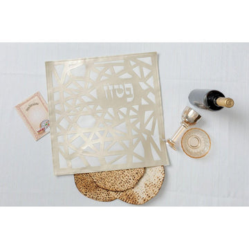 כיסוי מצה מרובע דגם נריה מעוצב בגוון זהב