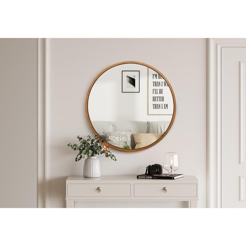 מראת קיר עגולה בשילוב מסגרת עץ יוקרתית