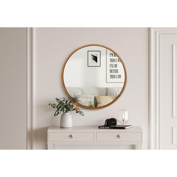 מראת קיר עגולה בשילוב מסגרת עץ יוקרתית