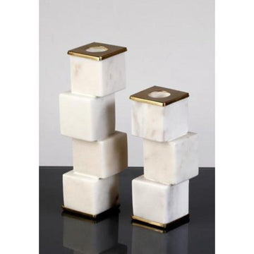 זוג פמוטים עשויים שיש לבן בשילוב זהב יוקרתי 13X6X4 ס"מ