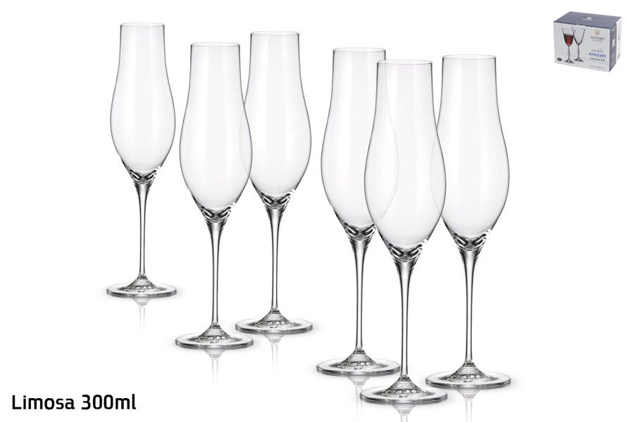 סט 6 גביעי שמפניה 300ml LIMOSA בוהמיה קריסטל
