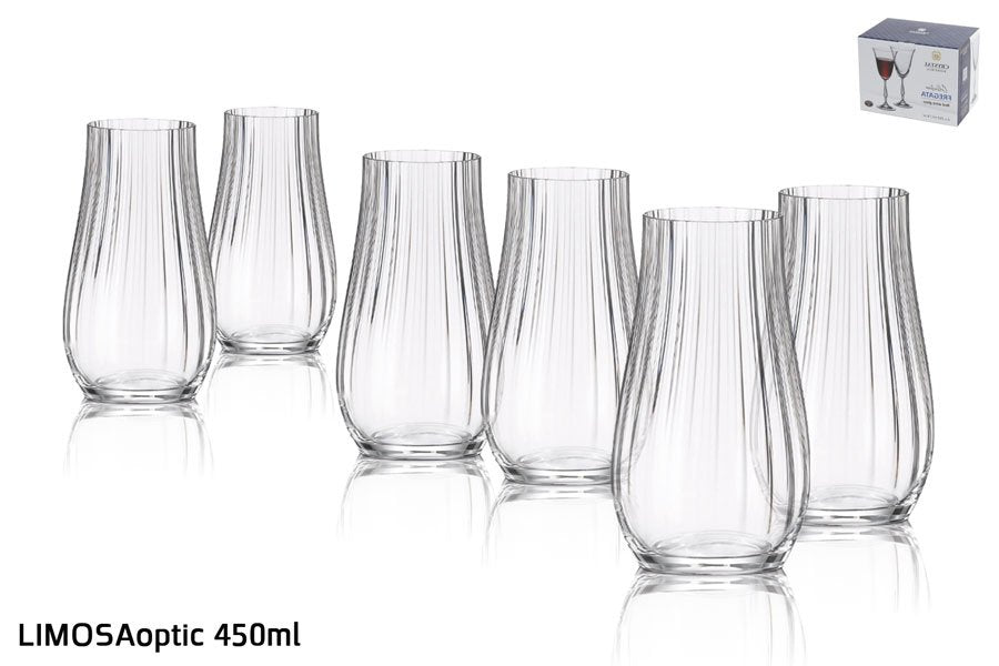 סט 6 כוסות שתייה 450 מ"ל LIMOSAoptic בוהמיה קריסטל