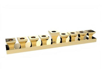 חנוכיה עשויה BRASS בגוון זהב יוקרתי 37X2.5X8 ס"מ