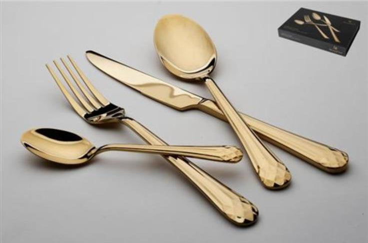 סט סכו"ם 24 חלקים עשוי נירוסטה בעיצוב יוקרתי