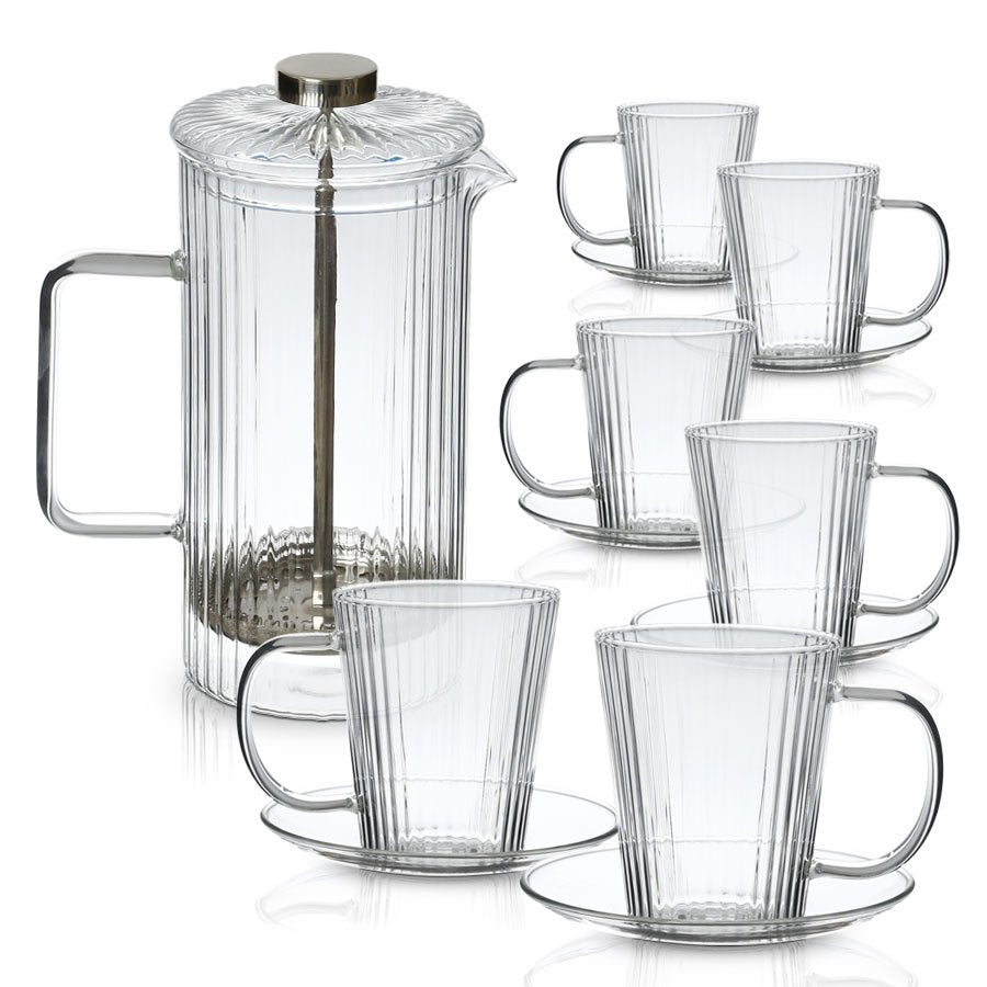 סט 6 ספלי תה 208812x3 + פרקולטור 208813 זכוכית מבית DreamChef 1000ml 280ml