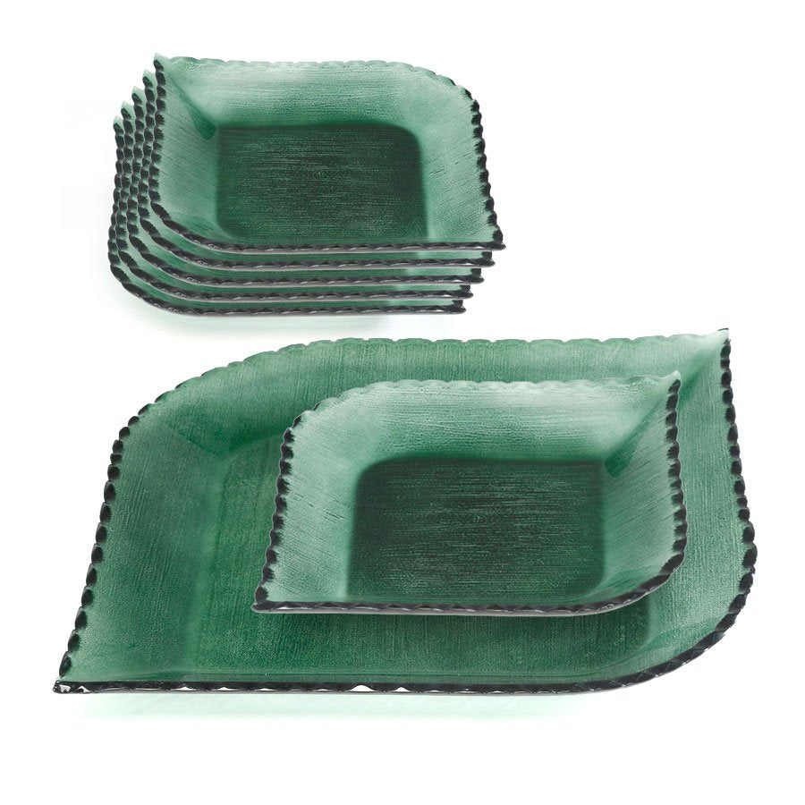 סט עוגה הכולל 6 צלחות 28X22X3 וצלחת 42X31X3 ירוק