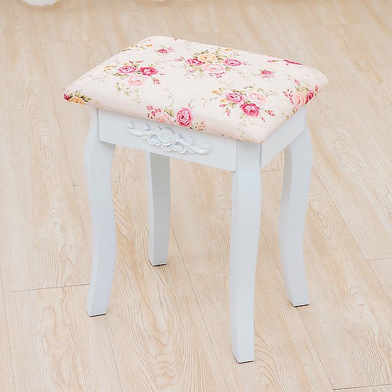 שידת איפור טואלט בעיצוב רטרו עם מראת מנורות מרובעת כולל כיסא עיצוב יוקרתי לבית