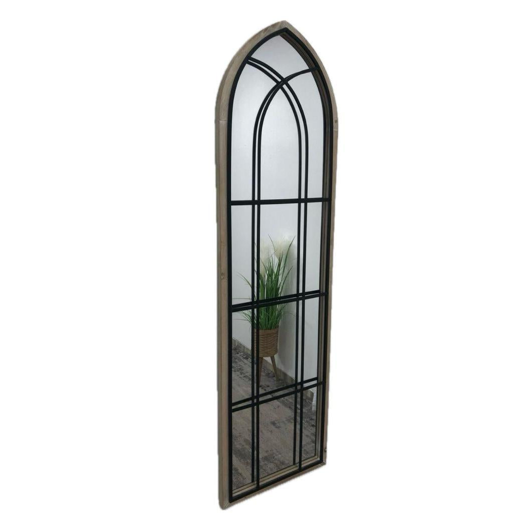 מראת קיר עשויה עץ ומתכת בעיצוב מיוחד 120X40X3 ס"מ