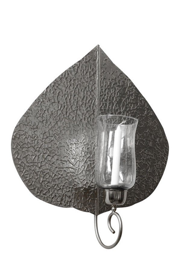 פמוט עלה BRASS NICKLE בגודל 50X45X10 בצבע ניקל