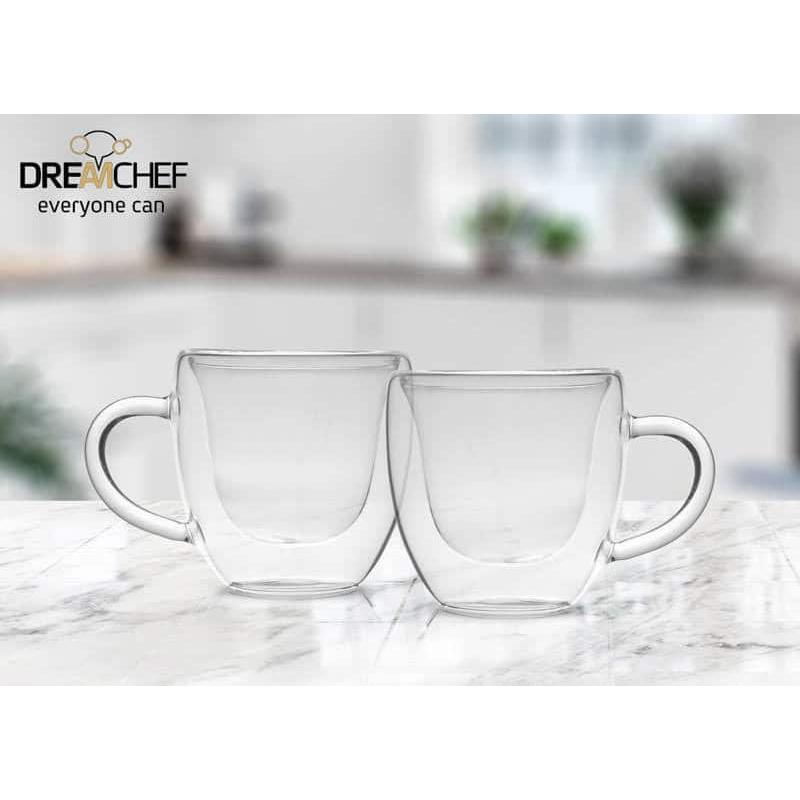 זוג מאגים מעוצבים DreamChef זכוכית שכבה כפולה 80ml