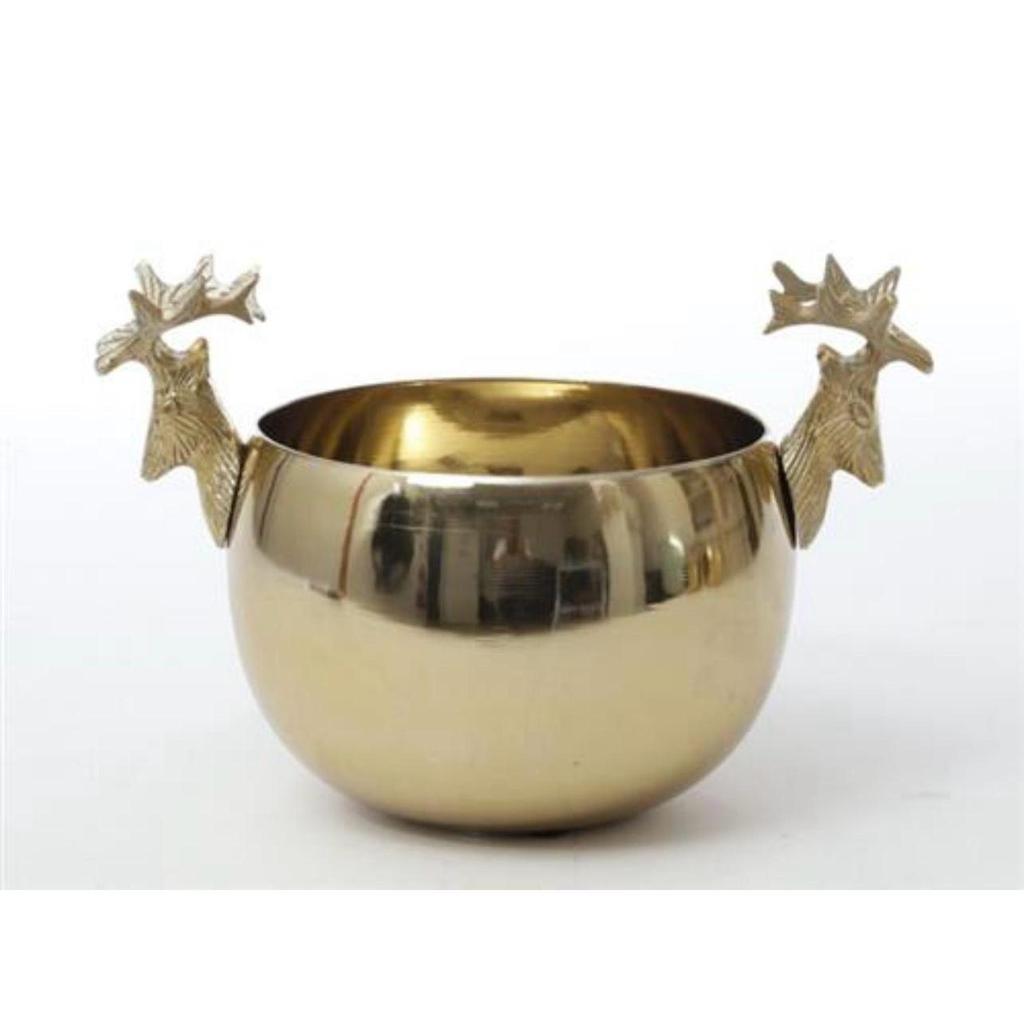 קערת הגשה מעוצבת ראשי אייל BRASS זהב 20X20X20 ס"מ