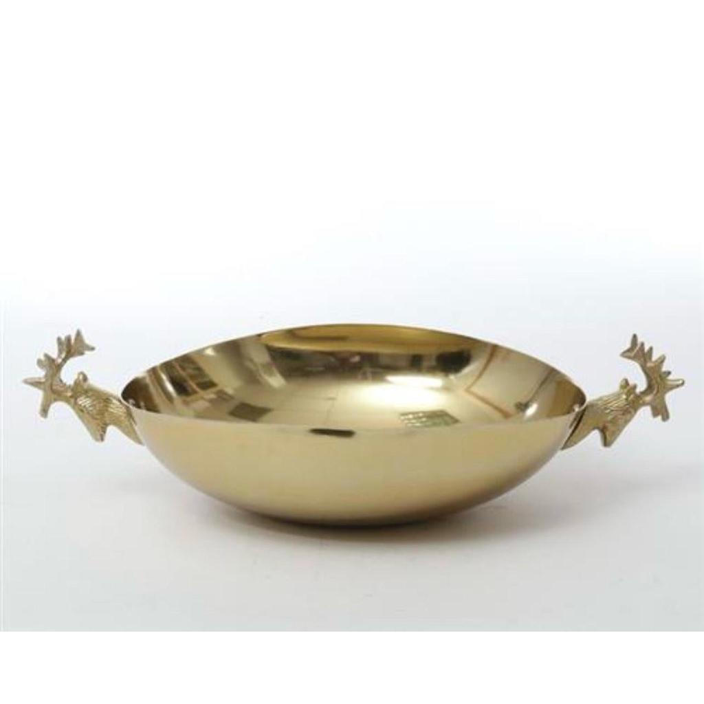 קערת הגשה מעוצבת ראשי אייל BRASS זהב 15X34X34 ס"מ