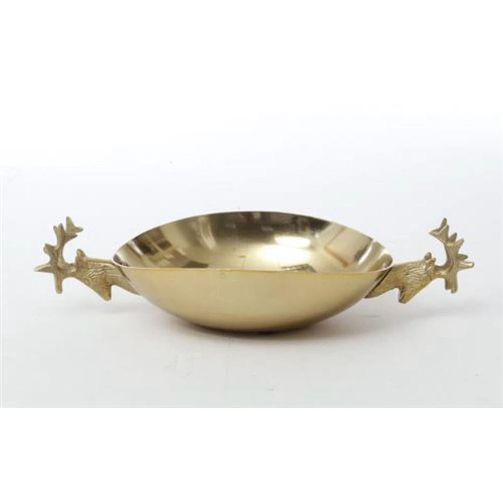 קערת הגשה מעוצבת ראשי אייל BRASS זהב 9X24X24 ס"מ
