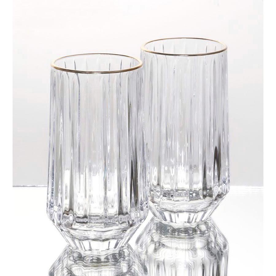 סט 6 כוסות שתייה עשויות קריסטל מפואר ופס זהב 410ML