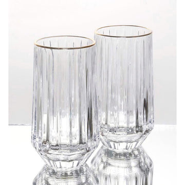 סט 6 כוסות שתייה עשויות קריסטל מפואר ופס זהב 410ML