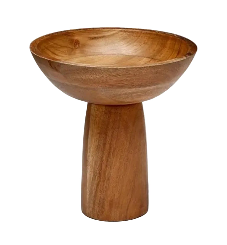 קערת הגשה על רגל עשויה עץ בעיצוב מיוחד 19X19X19 ס"מ