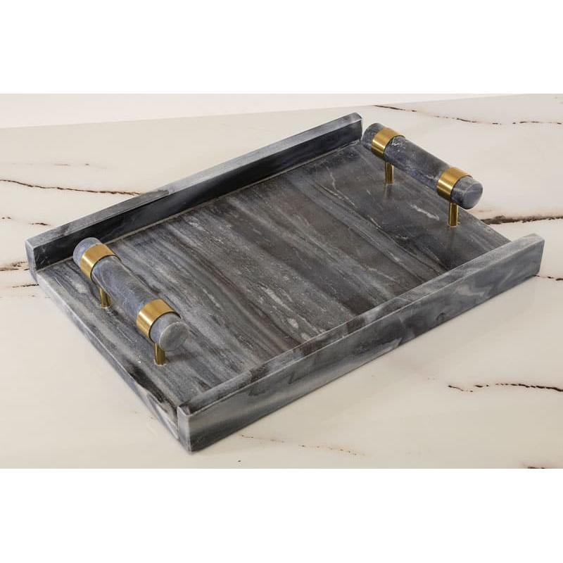 מגש שיש בצבע אפור בשילוב זהב בגודל 36X26X8