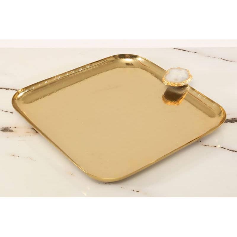 מגש ייחודי BRASS GOLD בצבע זהב 26X28X3 ס"מ