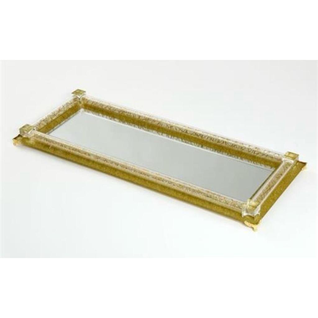 Xמגש מראה מלבני בשילוב זהב במידות 48X18X3 ס"מ