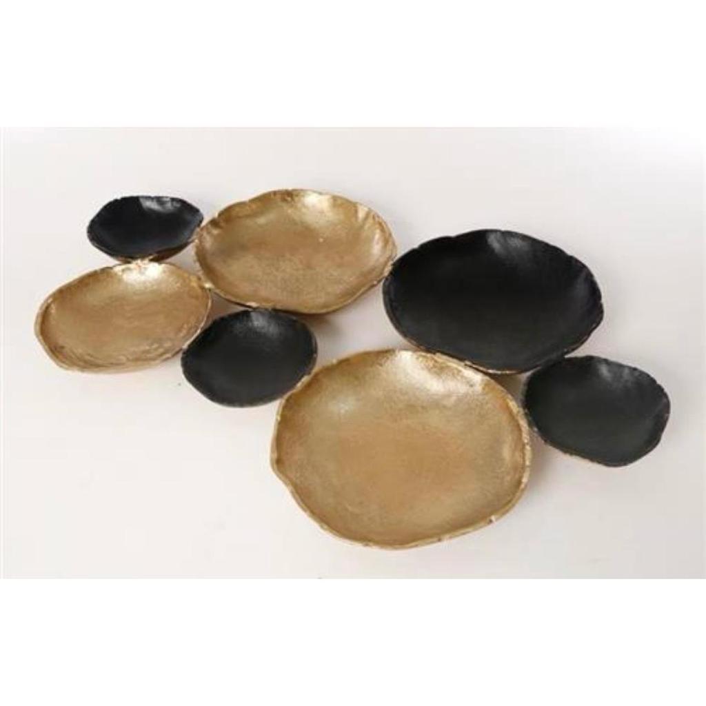 כלי הגשה מחולק עשוי BRASS בצבע שחור וזהב 69X46X5