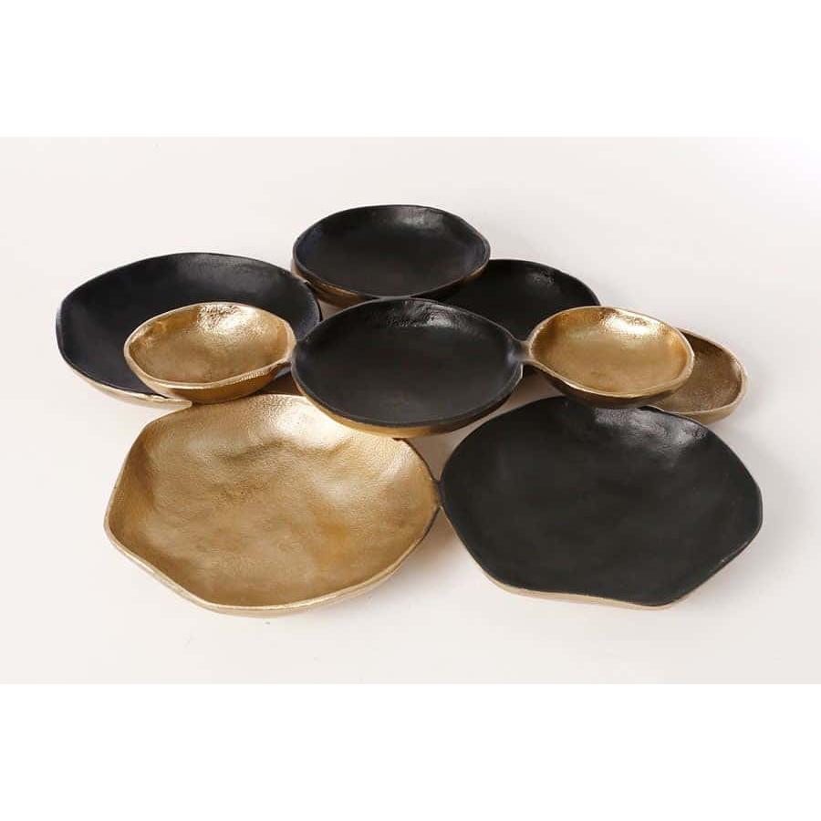 כלי הגשה מחולק עשוי BRASS בגווני שחור וזהב 62X50X9