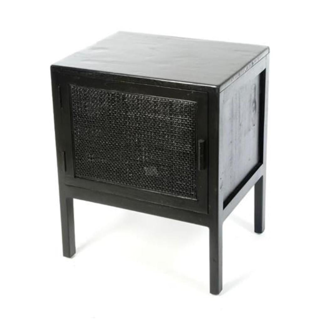 שידת צד עשויה עץ טבעי בצבע שחור 50X39X60 ס"מ
