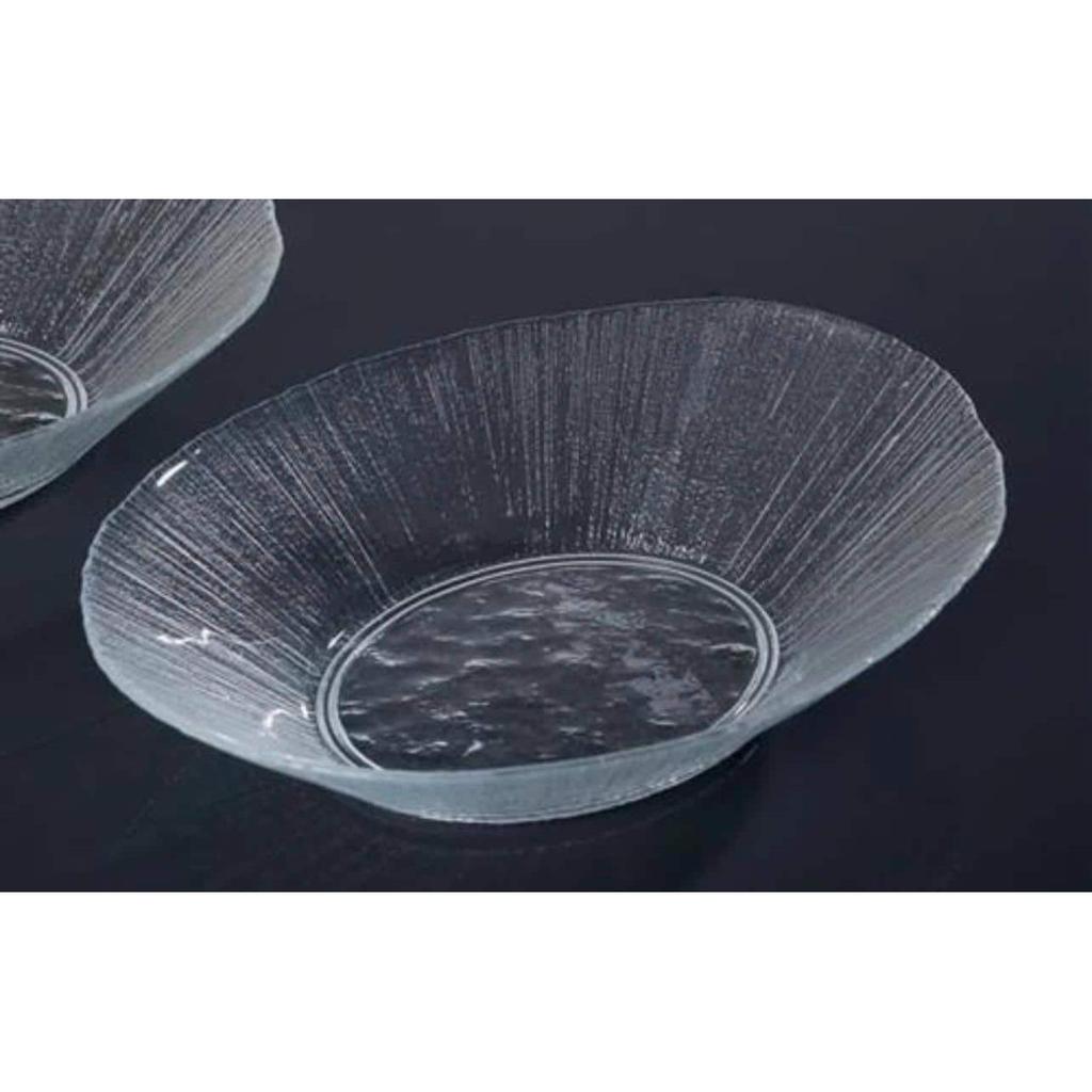 קערת הגשה אובלית זכוכית יוקרתית 21X21X4 ס"מ
