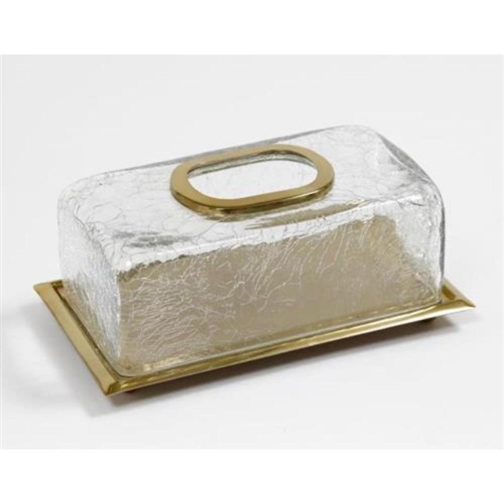 קופסא לטישו מעוצבת זכוכית ושילוב BRASS זהב יוקרתי