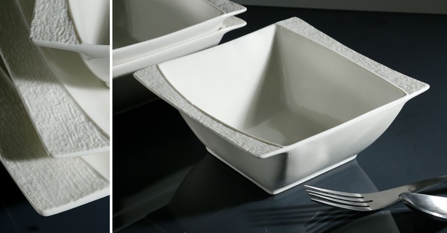 כלי שולחן פורצלן SQUARE SIMPEL WHITE – בול סלט אישי לבן