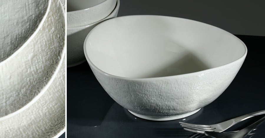 כלי שולחן פורצלן NEW BONE CHINA SIMPEL – לבן ושחור – קערת סלט – דגם 5