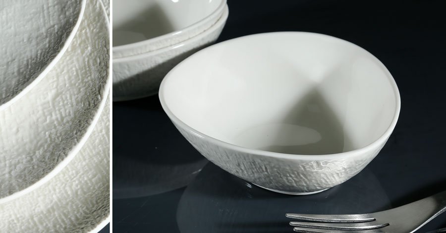 כלי שולחן פורצלן NEW BONE CHINA SIMPEL – לבן ושחור – בול פצוחים – דגם 2