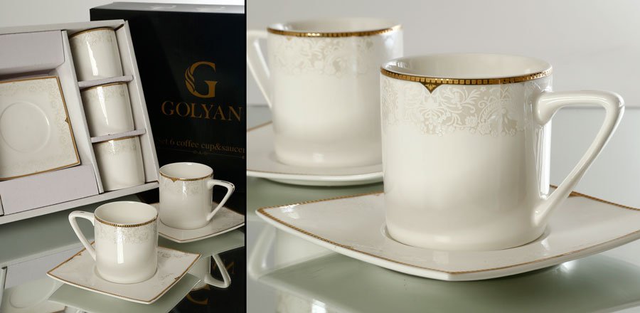 סט קפה פורצלן NEW BONE CHINA 80ml סט מעוצב להגשה ולאירוח לשימוש יומיומי ולמתנה בעיצוב מוקפד