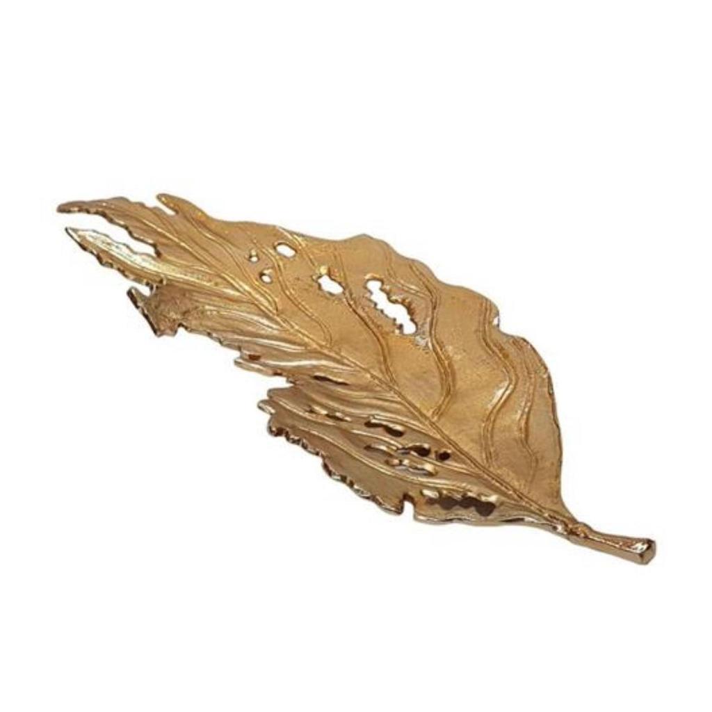 קערת הגשה מעוצבת בצורת עלה BRASS בגוון זהב 64X23