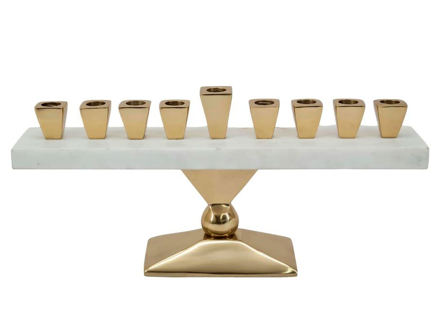 חנוכיית MARBL BRASS – מבחר גוונים ועיצובים – חנוכיה MARBL BRASS GOLD – דגם 2