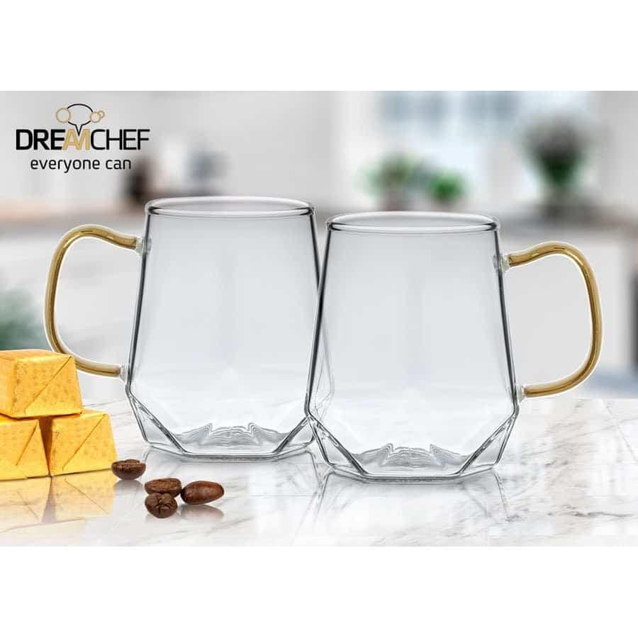 זוג מאגים DreamChef עשוי זכוכית ושילוב ידית זהב 300ml