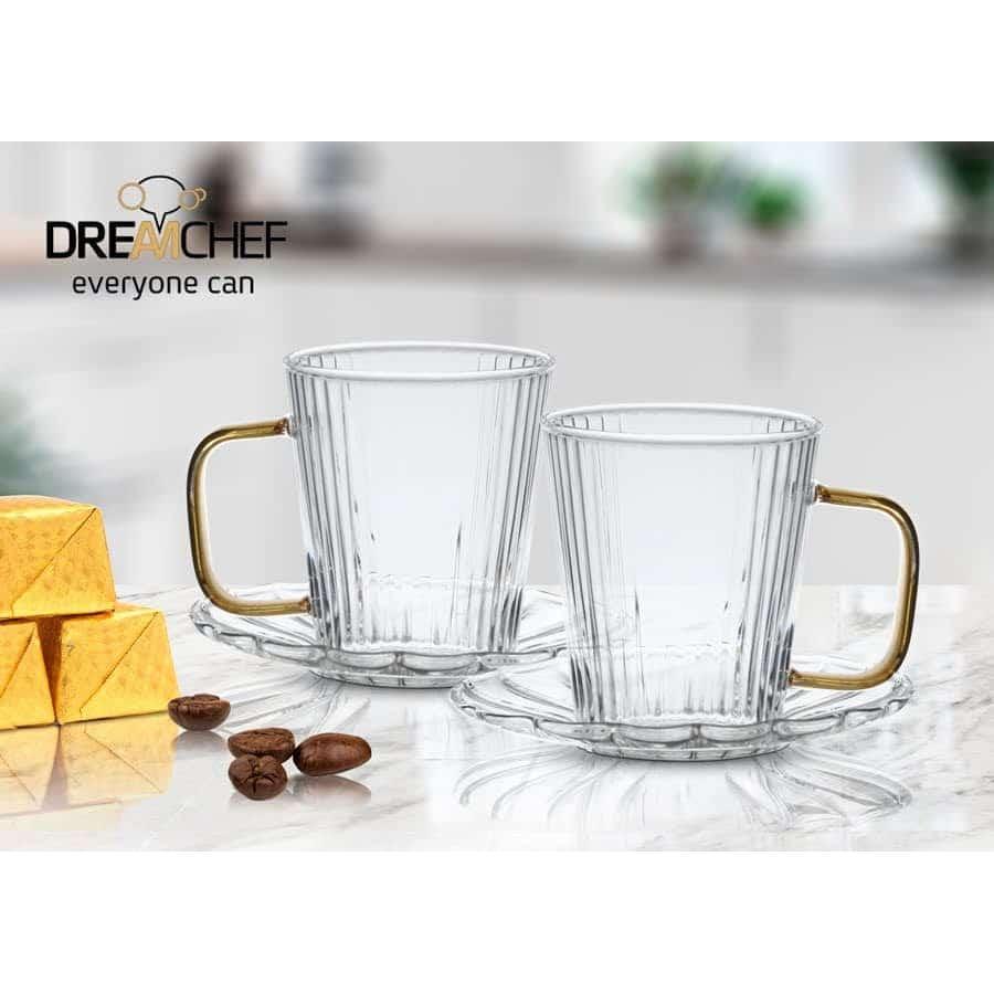 זוג מאגים DreamChef זכוכית איכותית ושילוב ידית זהב 80ml