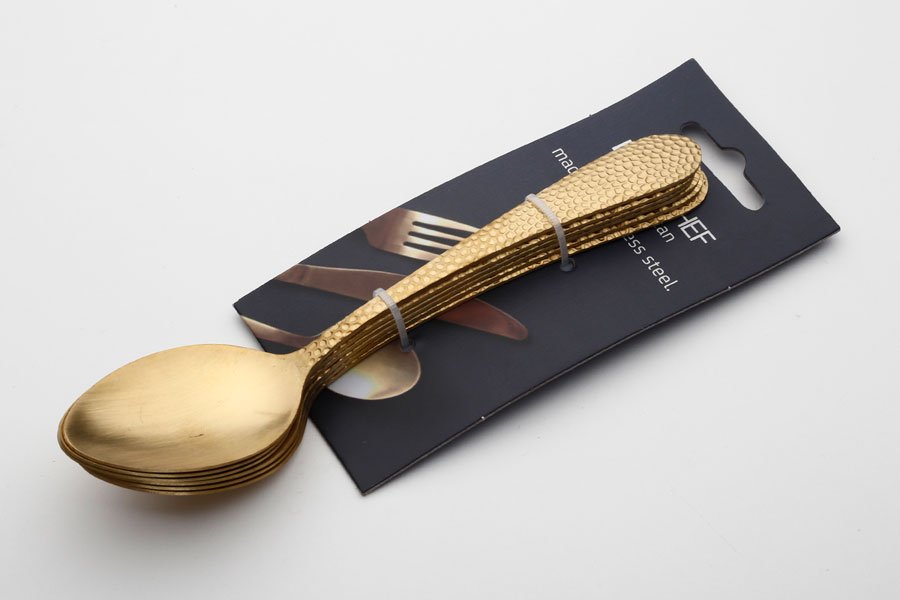 סט 6 כפות נירוסטה זהב 17cm - בי יוניק - עיצוב הבית