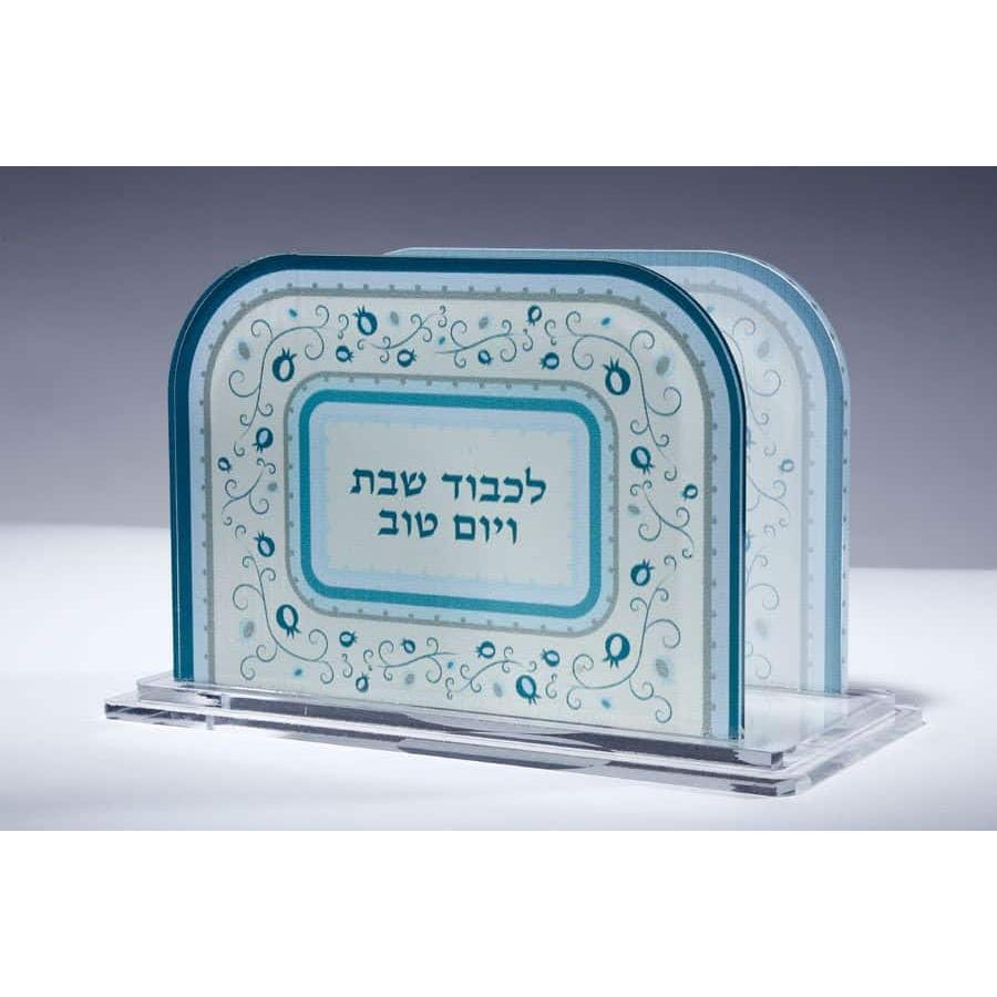 מעמד מפיות עשוי אקריליק מעוצב הדפס בגוון תכלת
