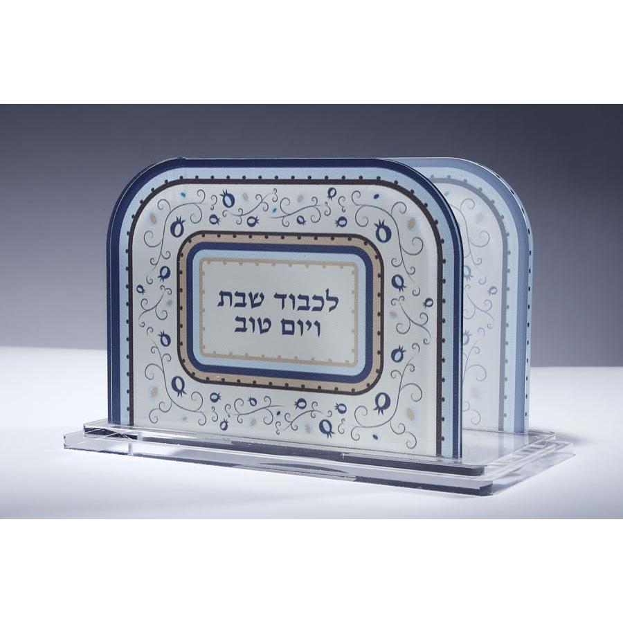 מעמד מפיות עשוי אקריליק מעוצב הדפס בגוון כחול