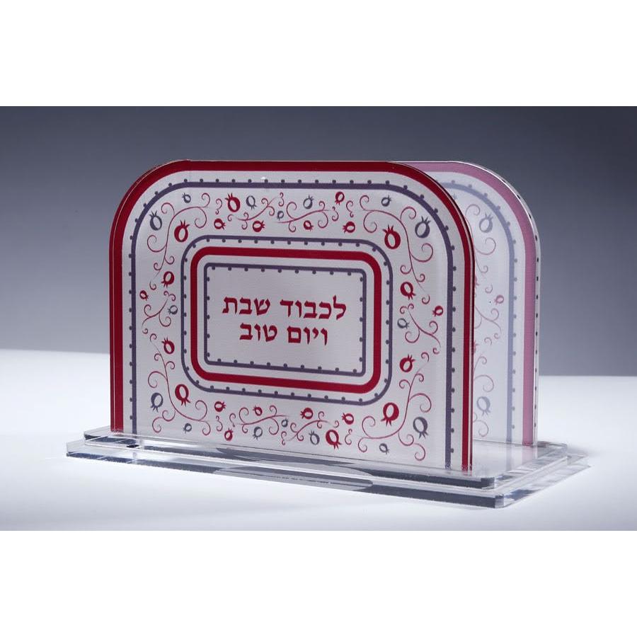 מעמד מפיות עשוי אקריליק מעוצב הדפס בגוון אדום